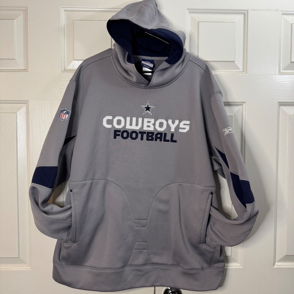NFL Heavy Dallas Cowboys Authentic Sideline Reebok Hoodie Gray Men's XL EUC - Picture 1 of 10